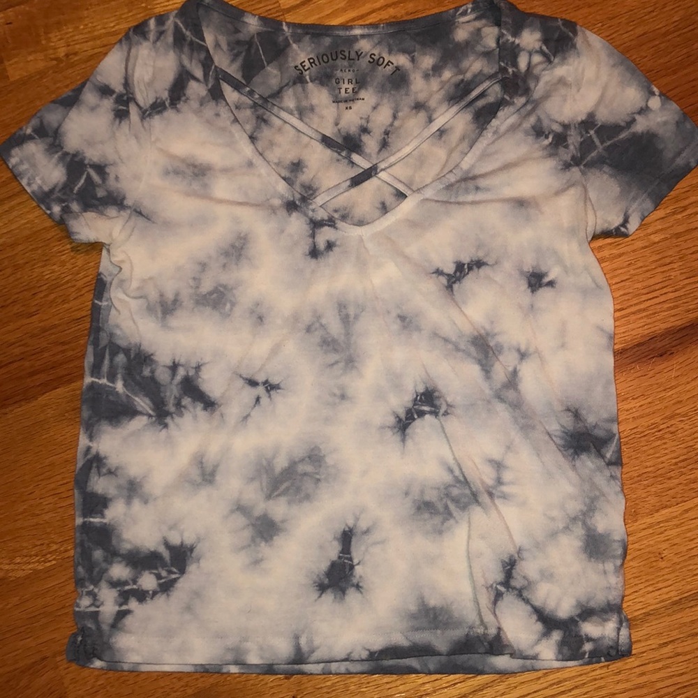 Blue and White Tie Dye Aeropostale Tee